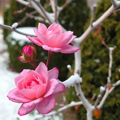 初冬月季绽放中感悟坚韧的生命力量